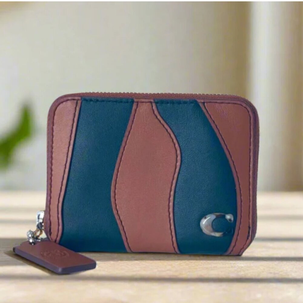 Coach Coachtopia CQ865 Wavy Stripe Zip Around Wallet Brown Black